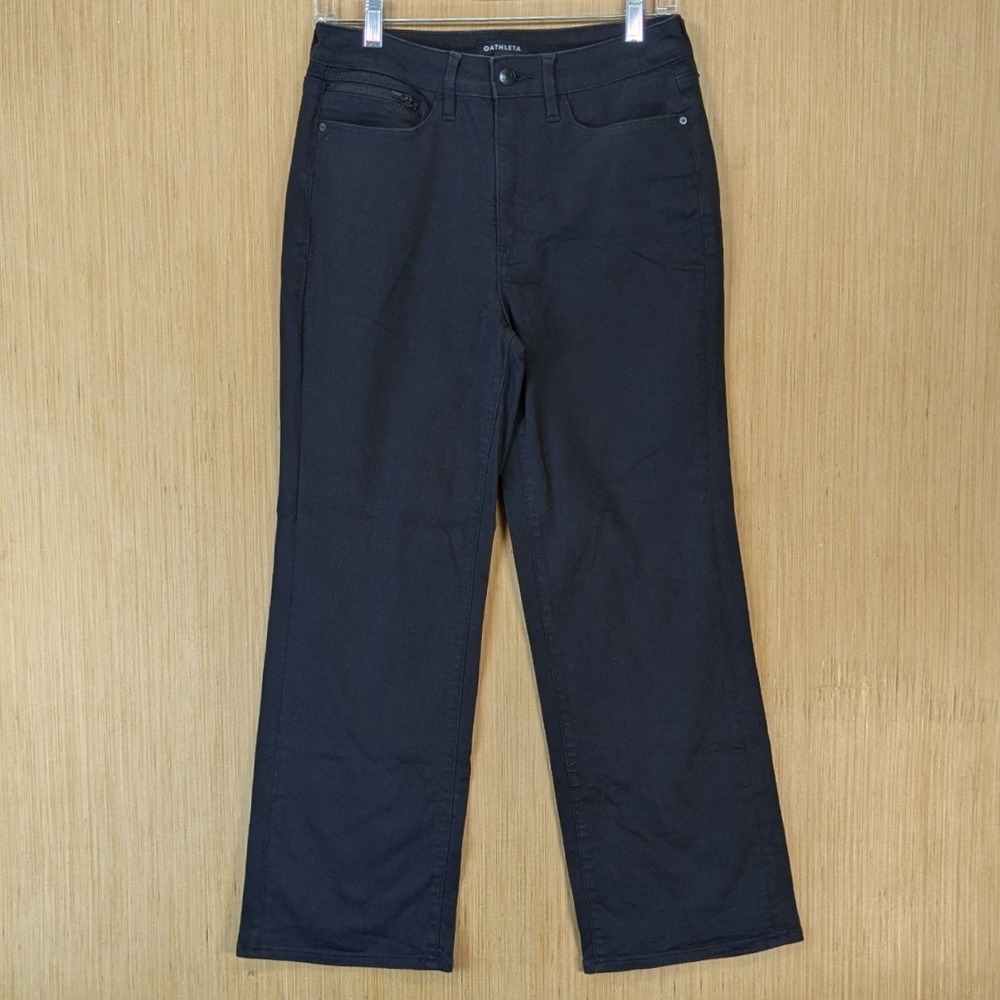 Athleta Flex Kick Flare Jeans Black High Rise Stretch Pants Size 6 Minimalist